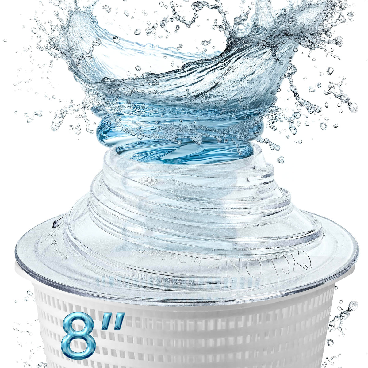 The Skimmie Cyclone top view enhances suction with a wider funnel
