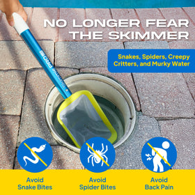 The Skimmie Pro is ideal for pools, fountains, and ponds.