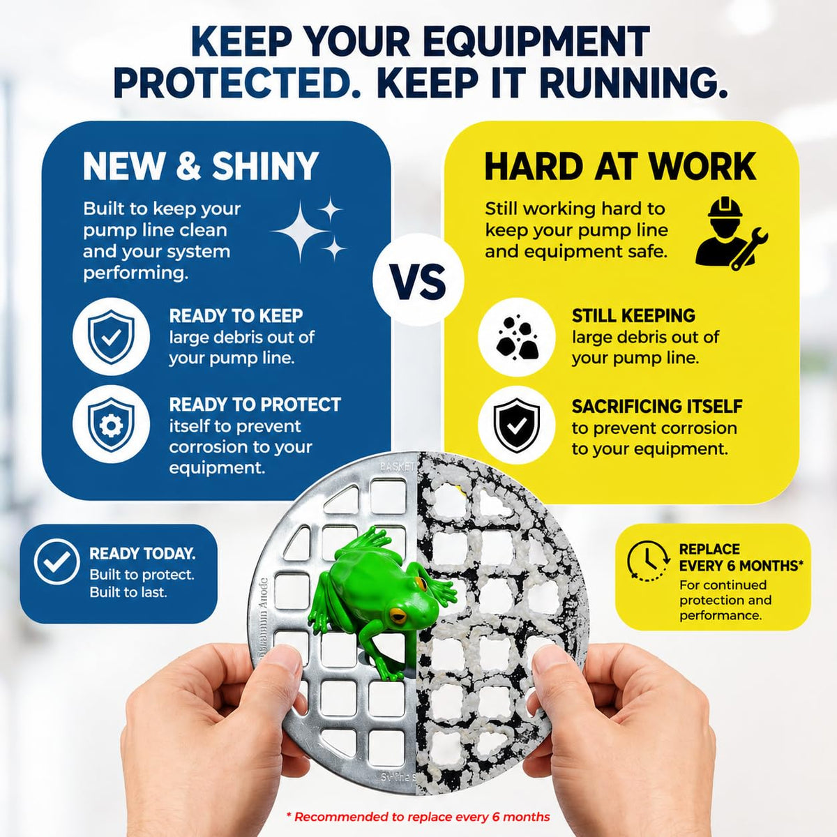 Protects pump line by intercepting debris and reducing direct exposure.