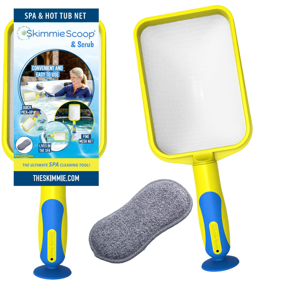 The Skimmie Scoop fine mesh net captures fine debris in spas and pools.