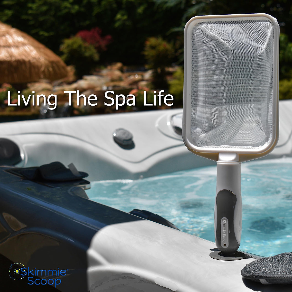 The Skimmie Scoop premium ABS construction supports long-lasting spa cleaning tasks.