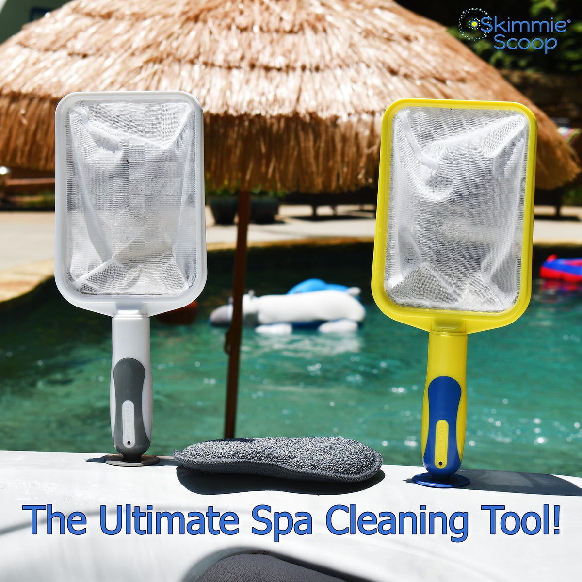 The Skimmie Scoop is ideal for spa, hot tub, and small pool cleanup.