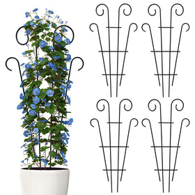 Thealyn 32-inch wave trellis in black supports potted vines outdoors