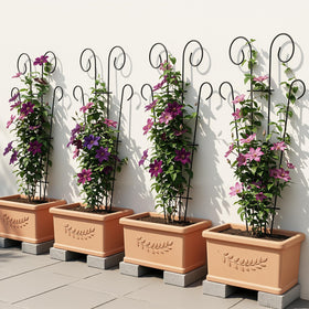 Thealyn black powder-coated metal resists rust for outdoors