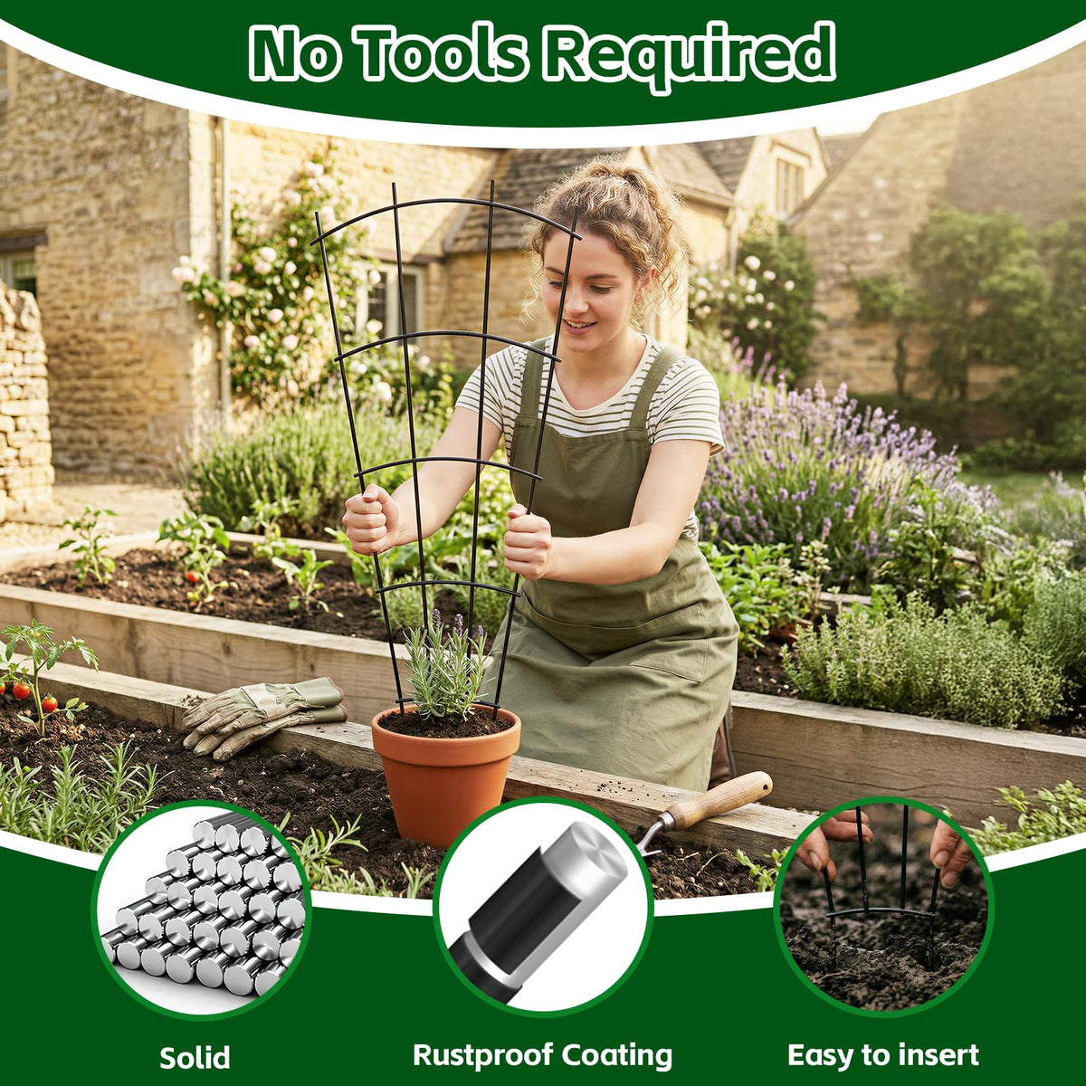 Thealyn fan-shaped trellis design adds decorative height to indoor and outdoor displays.