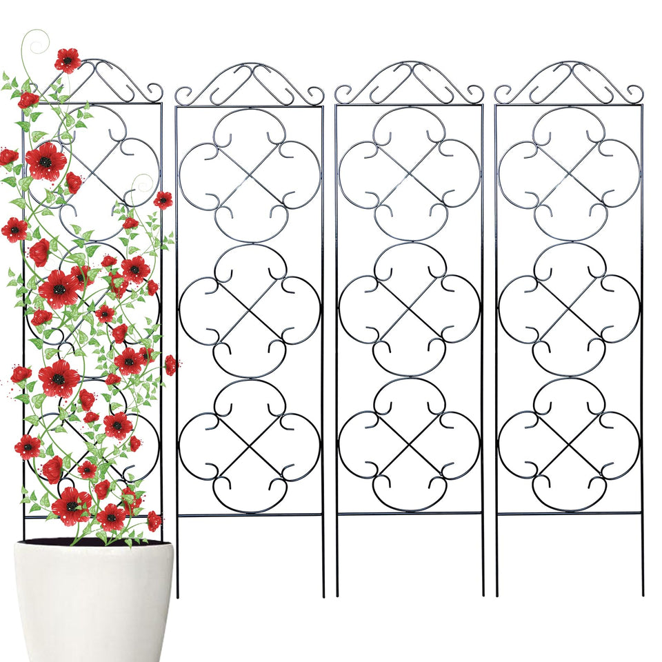 Thealyn garden trellis 4-pack outdoors with climbing plants for vertical growth
