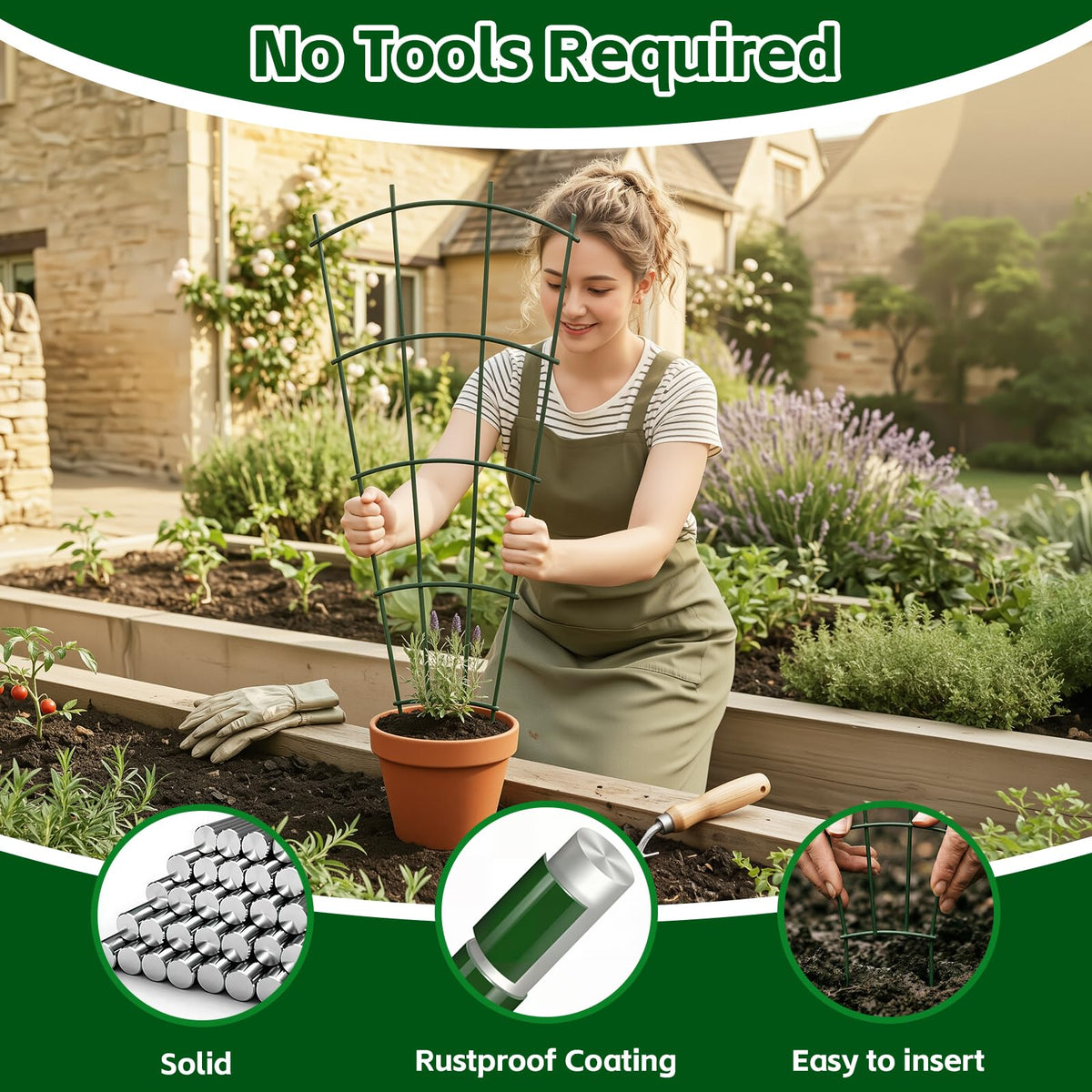 Thealyn rustproof metal legs provide durable indoor and outdoor plant support.