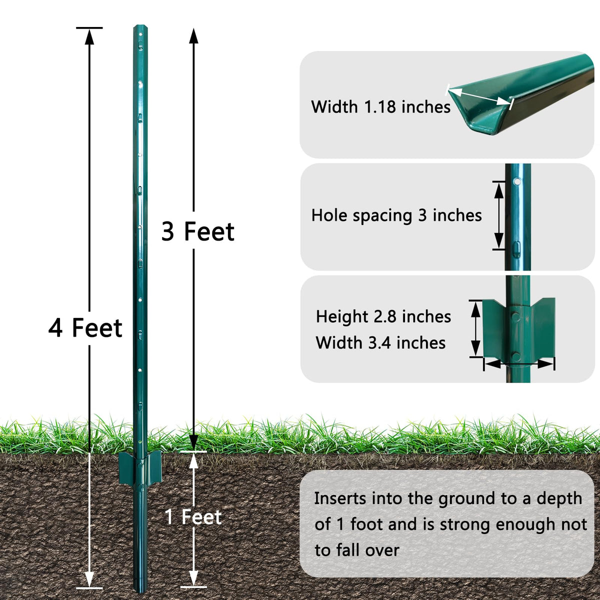 Thealyn steel U-posts provide durable support for wire fencing.