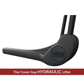 TheCoverGuy lifter demonstrates space-saving-design for tidy outdoor space.