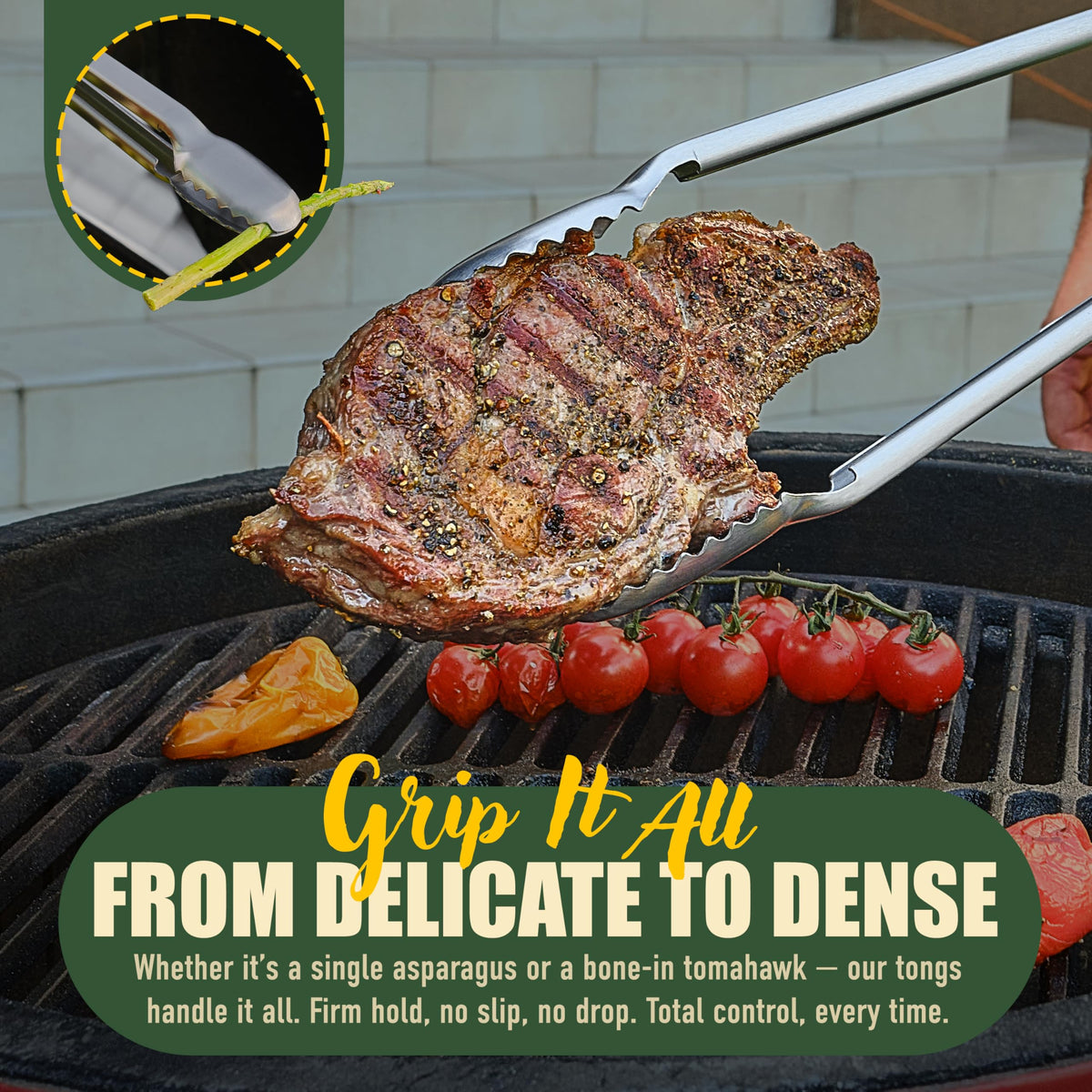 TheDOM 24-inch BBQ Tongs heat-resistant design for grilling