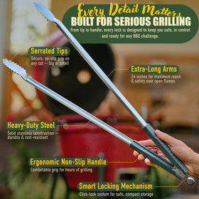 TheDOM 24-inch BBQ Tongs locking mechanism close-up for secure storage