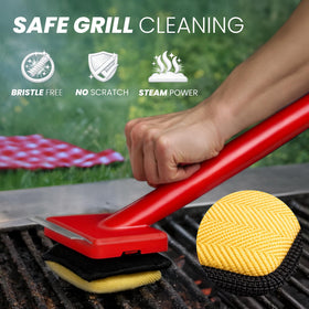 TheDOM grill brush three replacement heads shown together