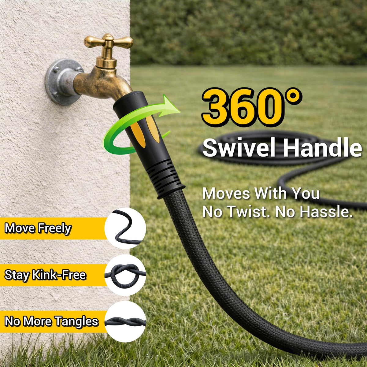 TheFitLife Garden Hose 50ft demonstrates steady water flow for reliable garden watering