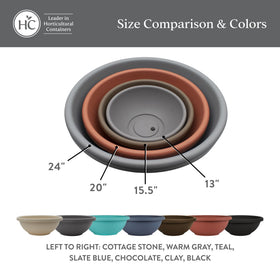 The HC Companies shallow planter dimensions 20x20x7 inches for wide space planting.
