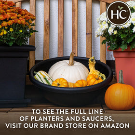 The HC Companies shallow planter set up for indoor-outdoor display on a patio or shelf.