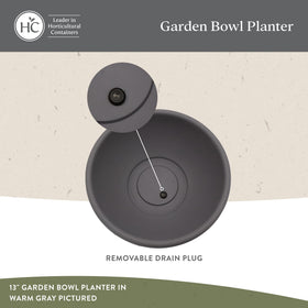 The HC Companies shallow planter with removable plug helps prevent overwatering.