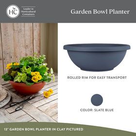 The HC Companies shallow planter with rolled rim eases movement when full.