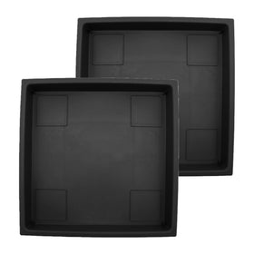 The HC Companies 14-inch square black plant saucer with water-collection design.
