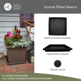 The HC Companies square plant saucer under-pot use to protect floors from water.