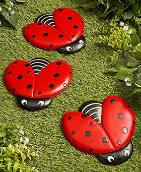 The Lakeside Collection ladybug stepping stone adds whimsy to outdoor walkways and borders