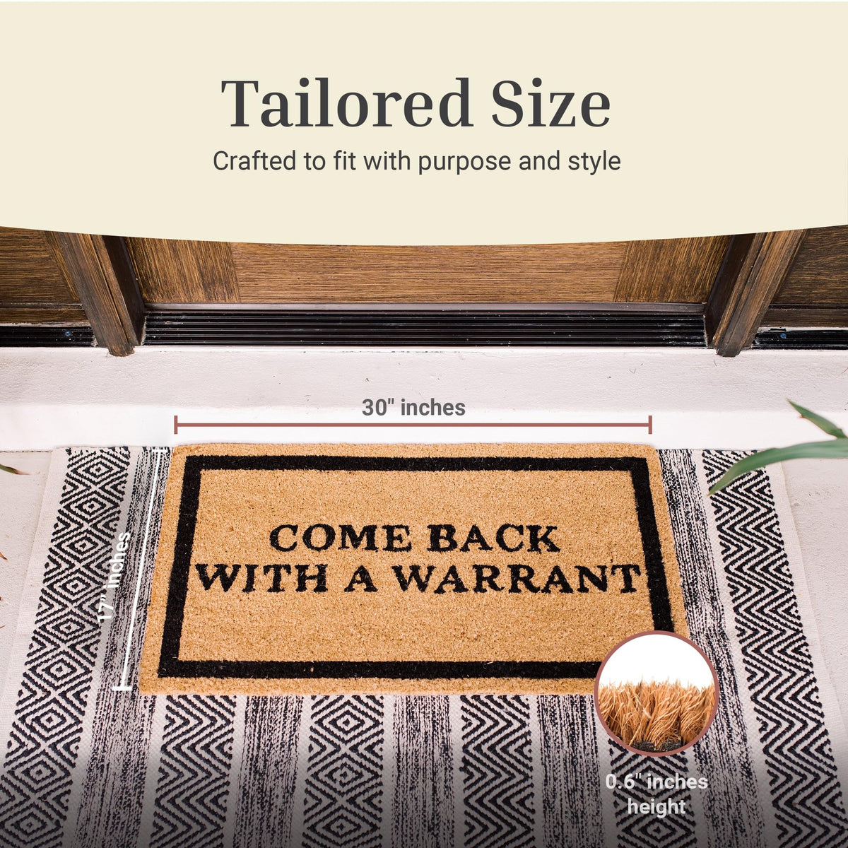Theodore Magnus Coir Mat Natural Fiber Closeup highlights textured fibers that trap dirt naturally.
