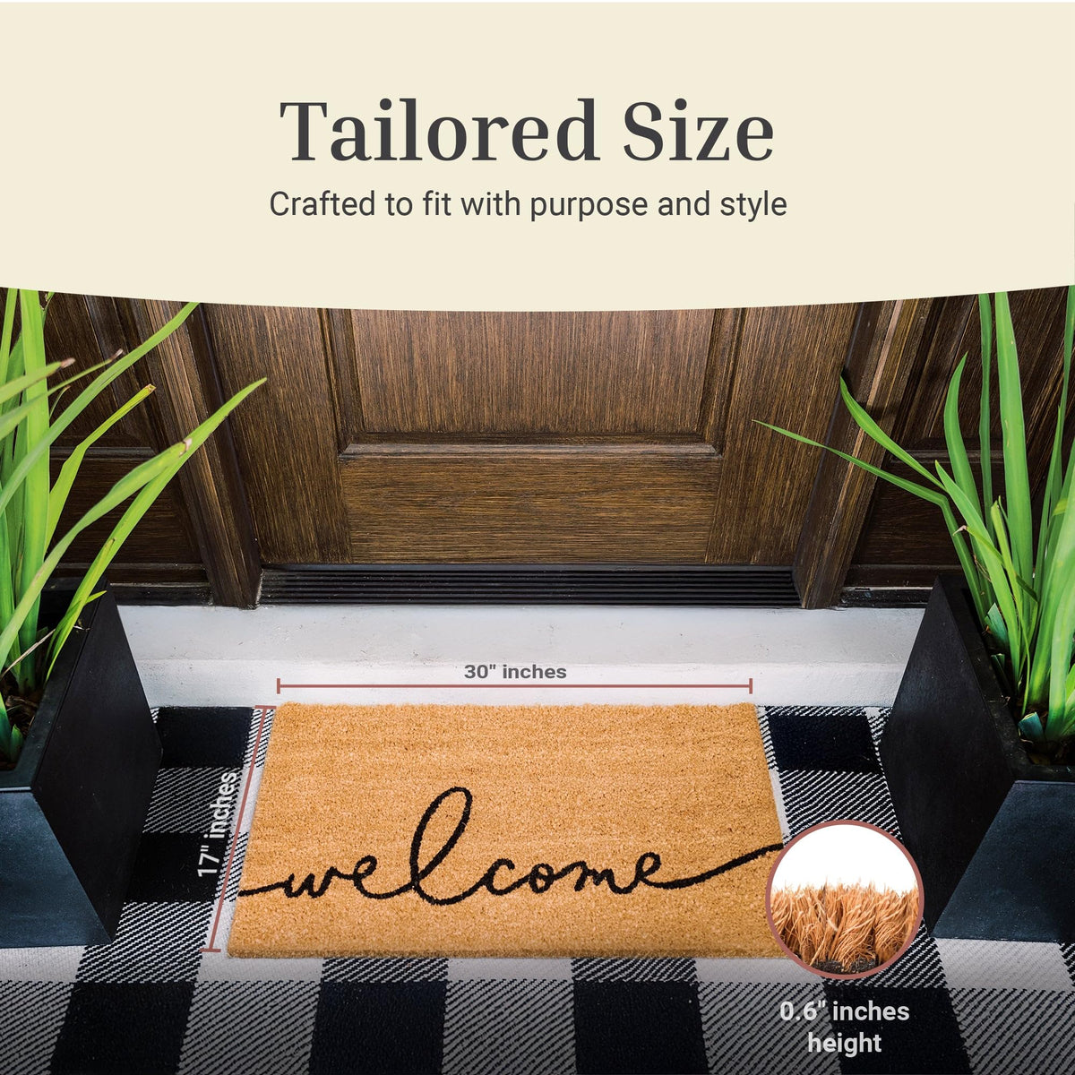 Theodore Magnus 17x30 door mat fits narrow entryways for a warm welcome.