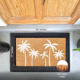 Close-up of coir fibers on THEODORE MAGNUS door mat shows natural texture and sturdy weave.