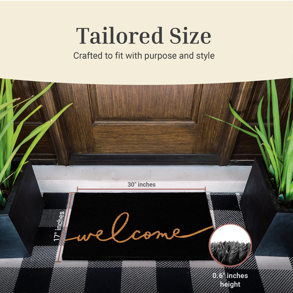 Theodore Magnus non-slip backing keeps the door mat securely in place on entryways.