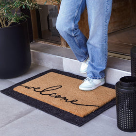 Theodore Magnus mat with non-slip backing stays in place at your entry.