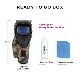 Thermacell compact design pack highlights portable, travel-friendly use.