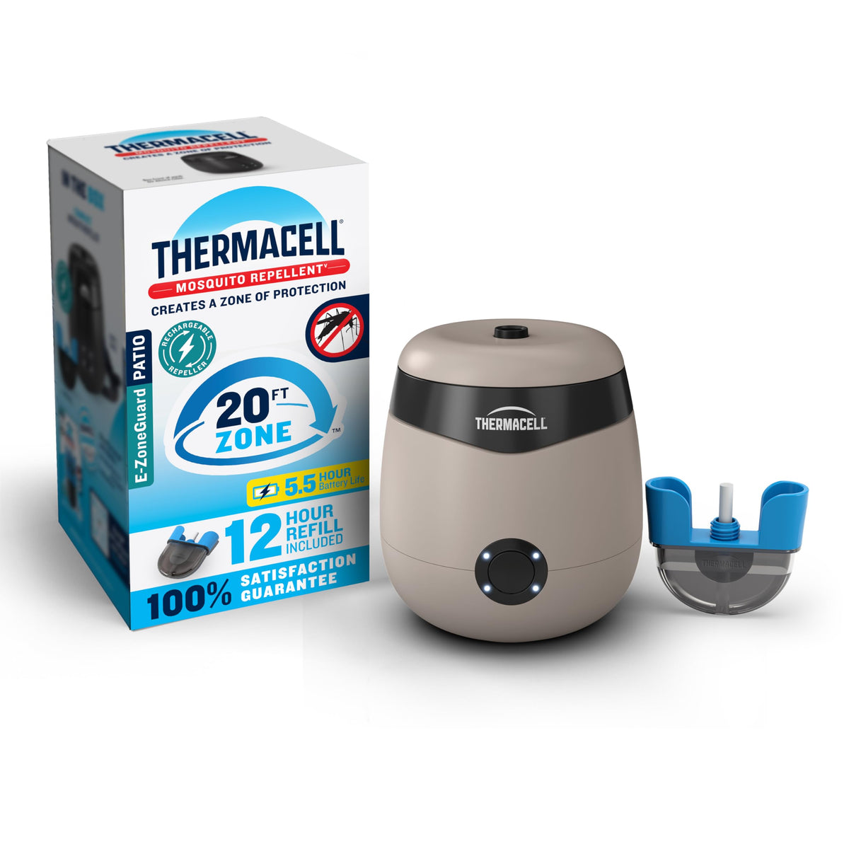 Thermacell E55 E-Series repeller in use outdoors providing 20ft zone protection