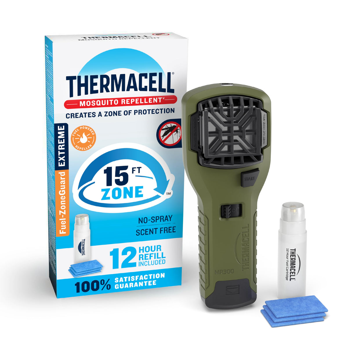 Thermacell Fuel-ZoneGuard Extreme repeller in camping setup protecting outdoor space