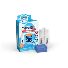 Thermacell fuel-zoneguard refill provides 36 hours of mosquito protection outdoors.