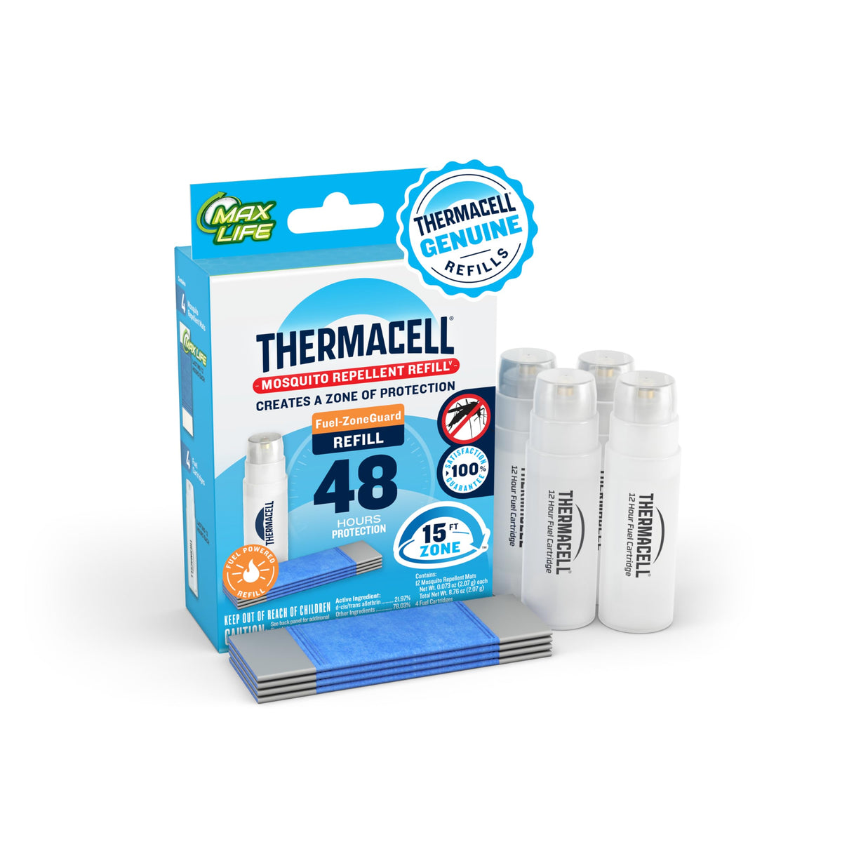 Thermacell max life mats refill pack delivers extended, scent-free mosquito protection.