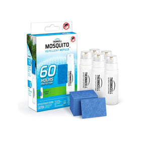 Thermacell 60-hour refill pack with mats and fuel cartridges for outdoor protection.