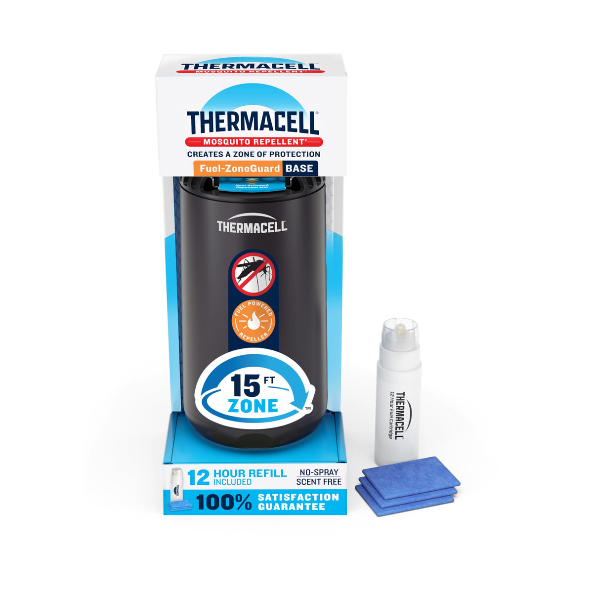 Thermacell Patio Shield device on patio creating a 15-foot protection zone.