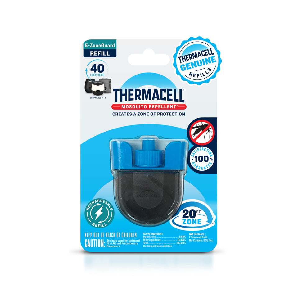 Thermacell Rechargeable refill cartridge delivering a 20ft protection zone outdoors.
