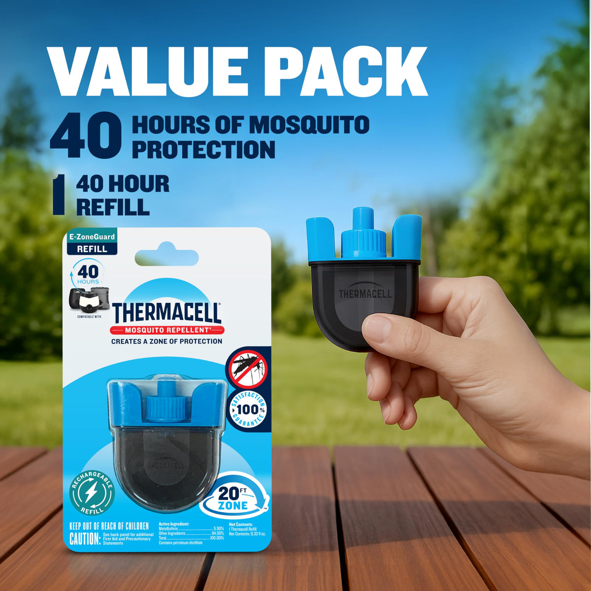 Thermacell refill for tents and backpacks keeps bugs at bay.