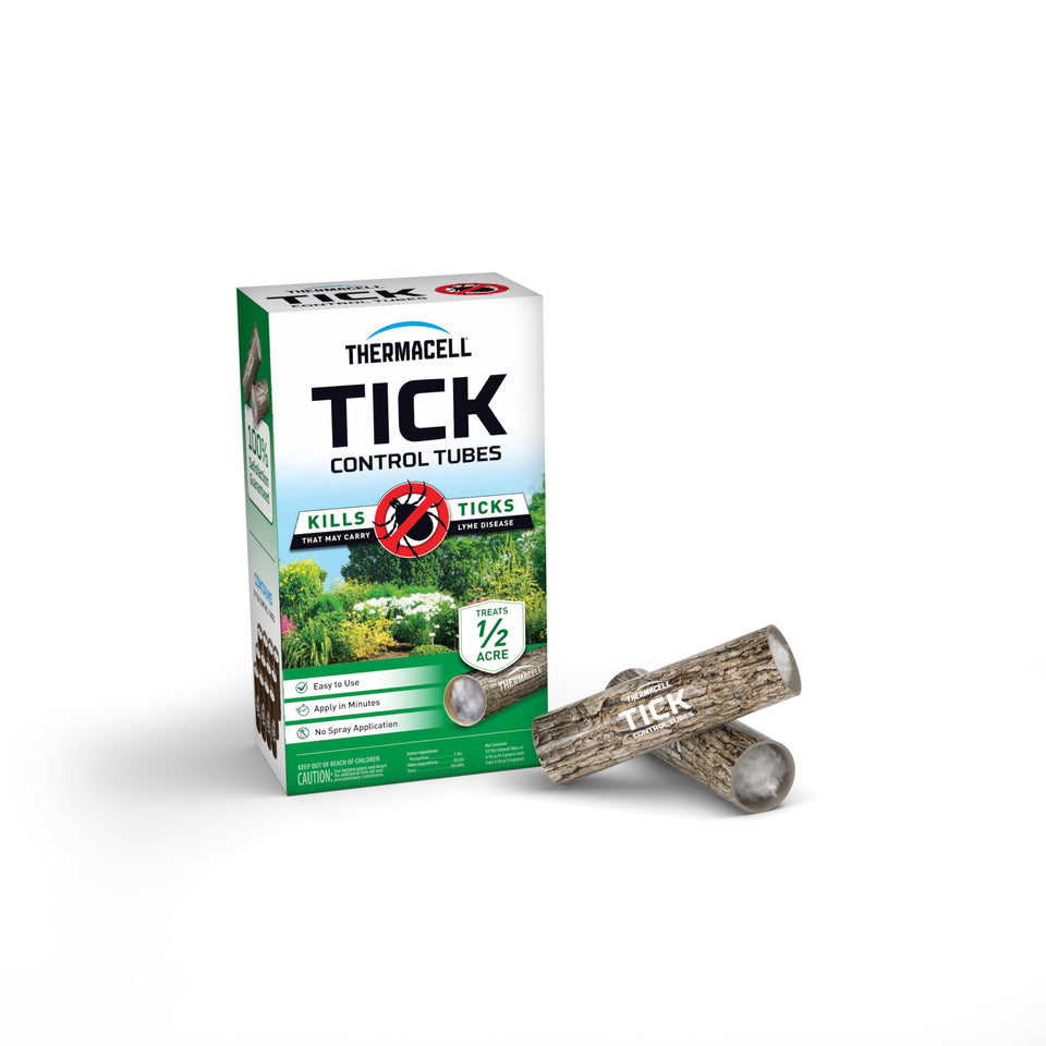 Thermacell Tick Control Tubes 12-pack box ready for yard use reduces ticks.