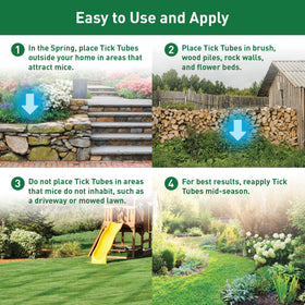 Thermacell Tick Control Tubes positioned along lawn edge to protect families.