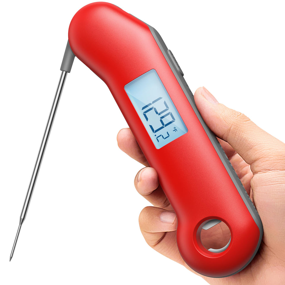ThermoMaven instant-read thermometer showing ultra-fast 0.5s readings for precise cooking