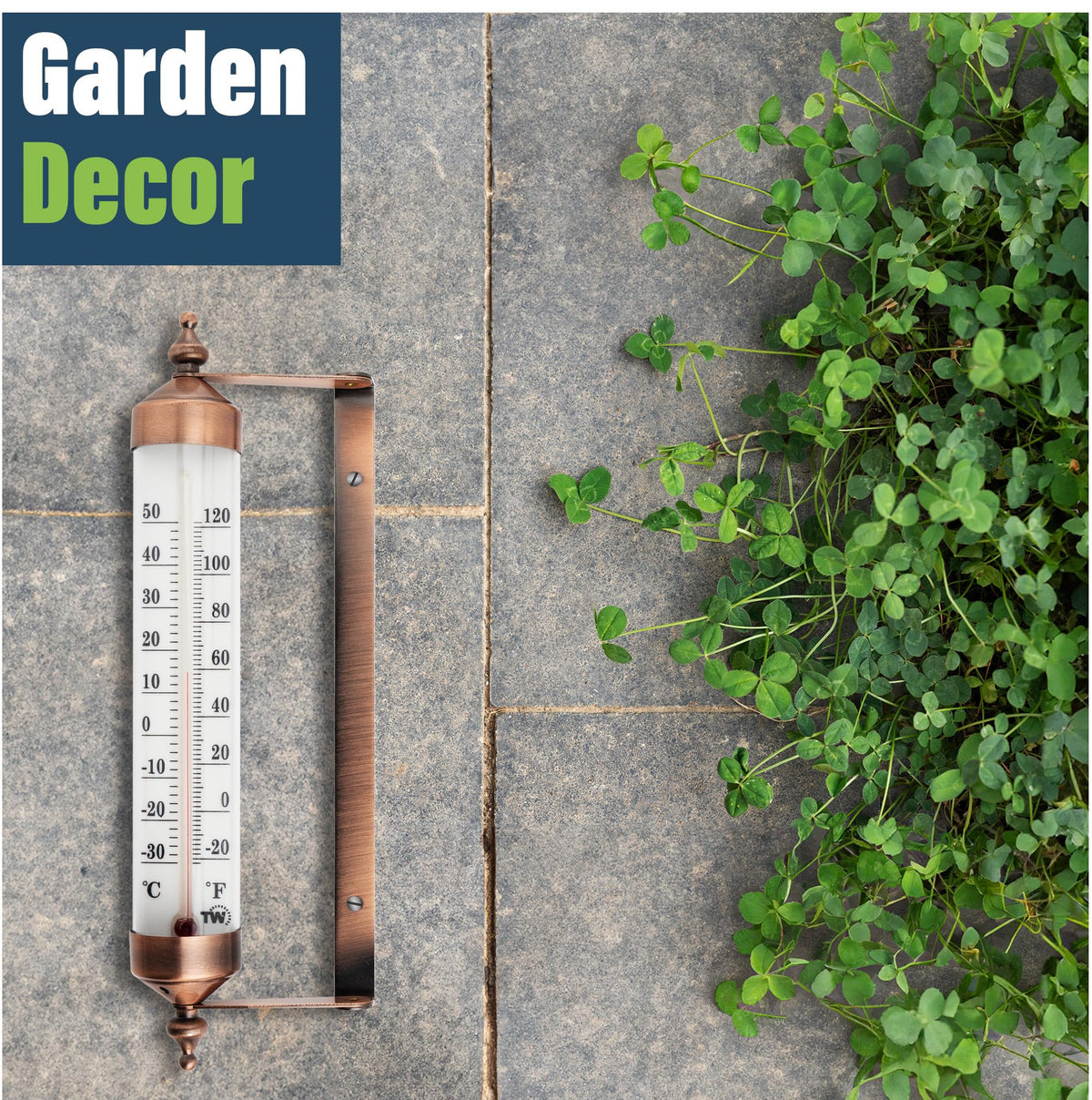 Thermometer World wide temperature range thermometer showing -30 to +50 C/F.