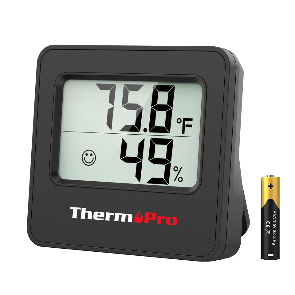 ThermoPro TP157 display close-up shows clear temperature and humidity readings for quick room monitoring.
