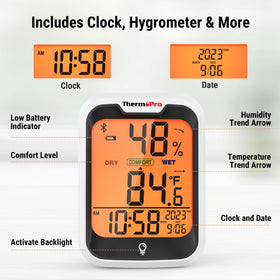 ThermoPro TP358 dynamic graphs and storage visualize trends over time.