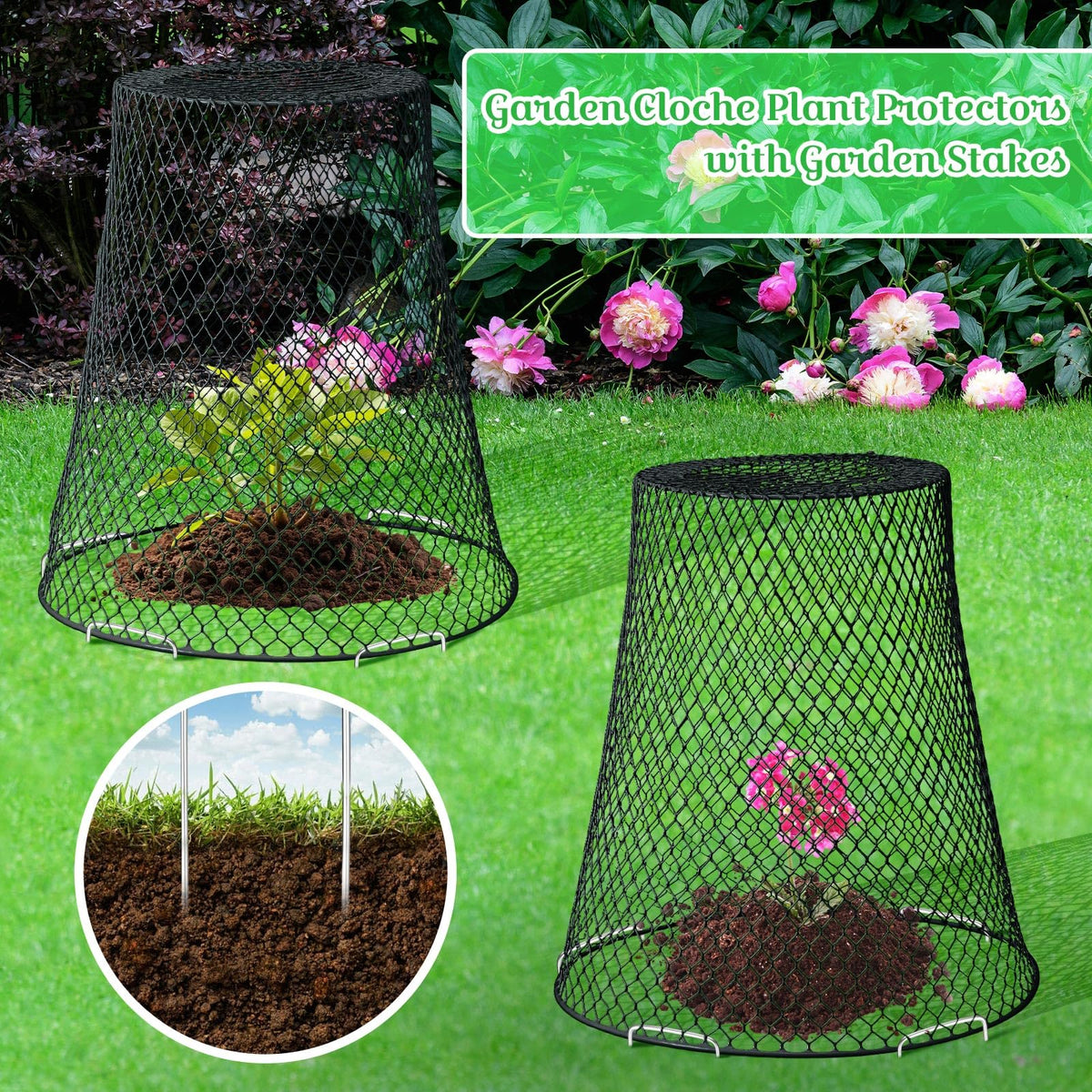 Therwen multi-use garden cloche set supports various planting setups