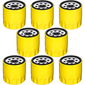 Therwen oil filter 8-pack for quick lawn mower replacements and easy maintenance.