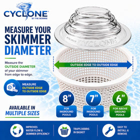 The Skimmie Cyclone adjustable funnel adapts to water levels for consistent suction.