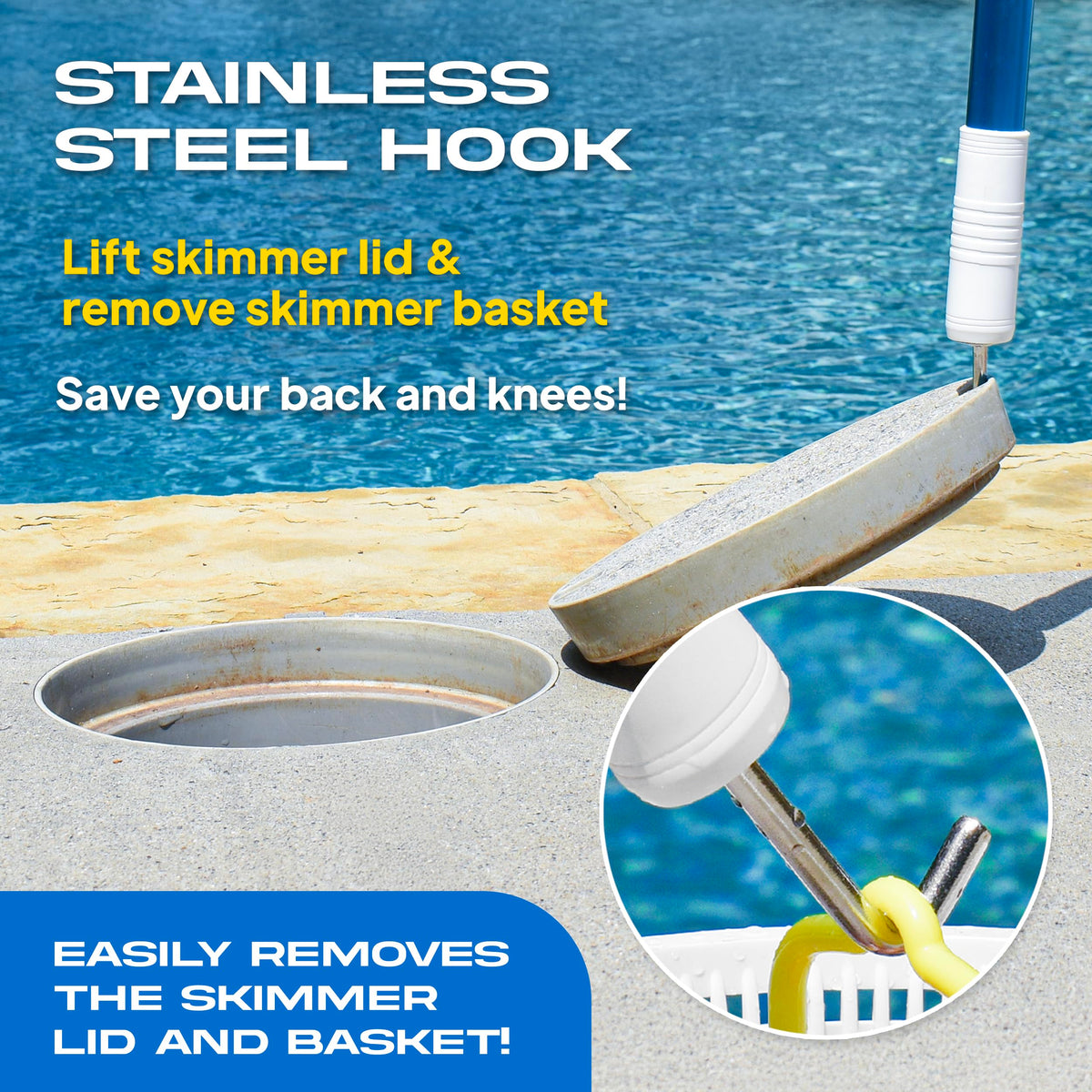 The Skimmie fine mesh net traps debris before filtration