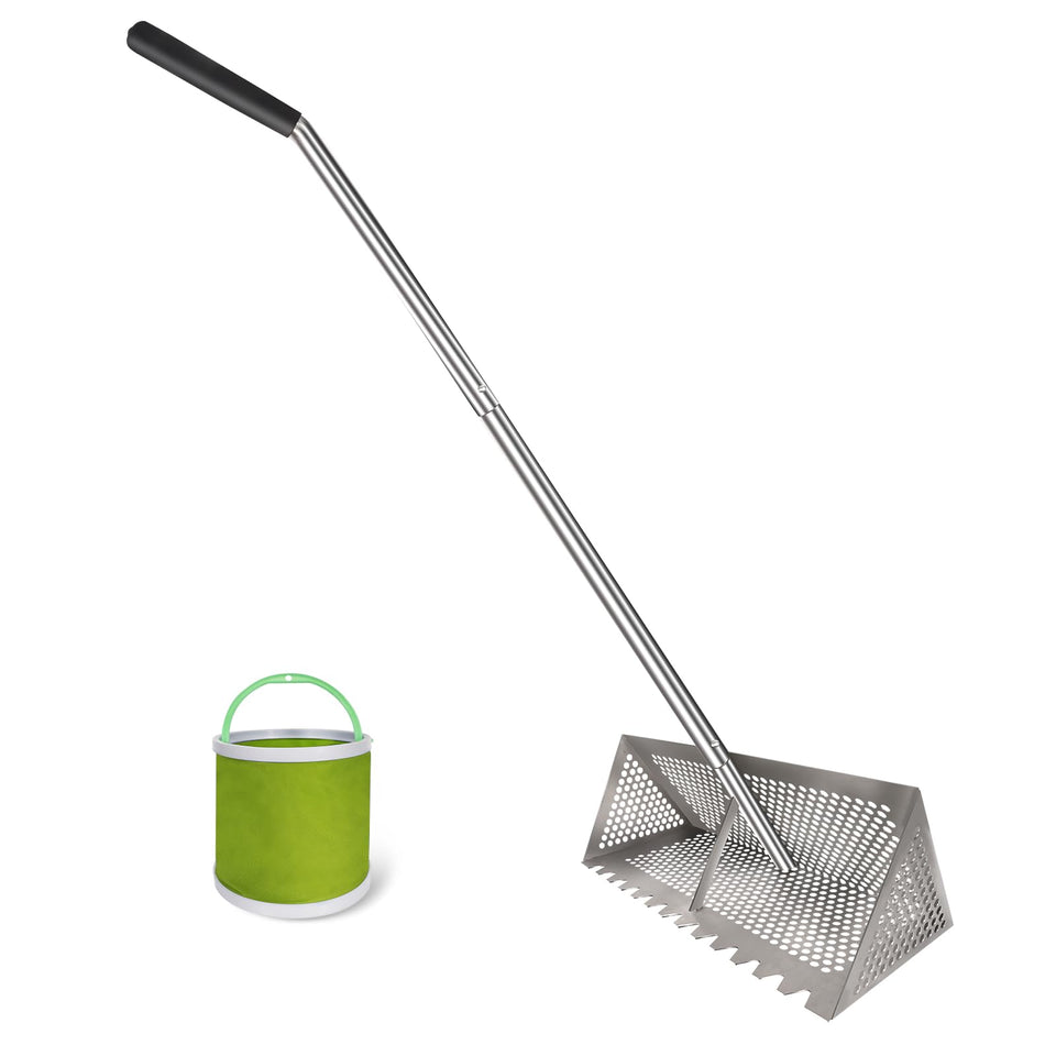 THILEMON sand flea rake with full basket ready to collect beach sand fleas.
