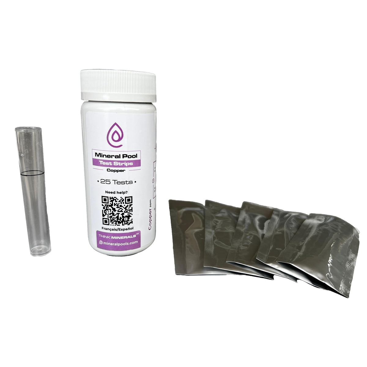Think Minerals copper test strip color-contrast display helps quick visual results.
